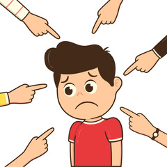 Stop Bullying for Poster Design. Hands Pointing a Depressed Man.