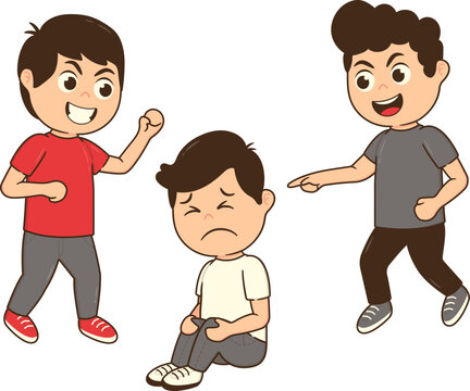 Boy Bullied by Naughty Kids. Bullying Prevention, Creating Safe Environments.