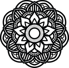 Flower mehndi pattern for Henna drawing and tattoo.Mandala coloring book simple and basic for beginners, seniors and children.