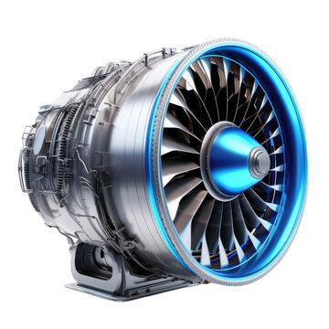 Jet engine isolated on white or transparent background