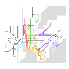 Layered editable vector illustration of overview map of urban transportation in New York,America