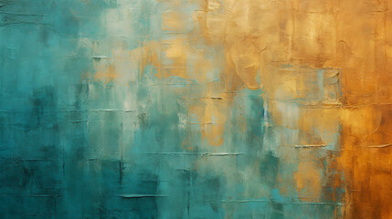 Obraz premium Abstract painted art background in green beige and golden