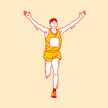 Simple cartoon illustration of a marathon runner 4