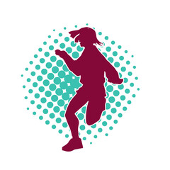 Silhouette of a casual female in a dancing pose. Silhouette of a dancer woman in action pose.