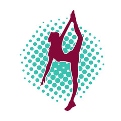 Silhouette of a ballet dancer female in pose. Silhouette of a ballerina in action pose.
