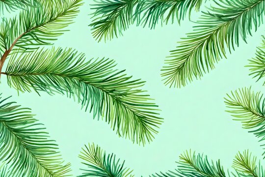 watercolor isolated picture of a pine branch. green Christmas tree from a natural forest. Hand-drawn flora with needles and branches. festive décor including fir branches. decorations for the holiday 