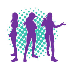 Silhouette of a young slim female model in tight outfit. Silhouette of a slim woman in feminine pose.