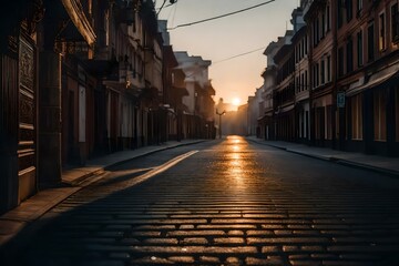 Fototapeta na wymiar Photograph the intricacies of a deserted street at dawn