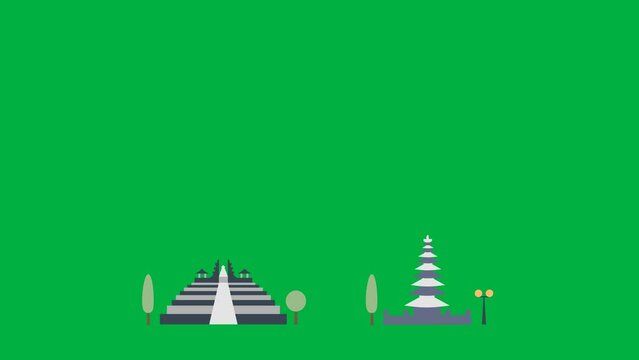 4K Infographic of Bali city map navigation icon, motion graphics with green screen chroma key background