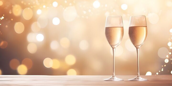 Luxurious Celebrations.Toasting to a Golden Christmas and New Year.AI Generative 