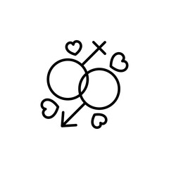 Couple outline icons, wedding minimalist vector illustration ,simple transparent graphic element .Isolated on white background