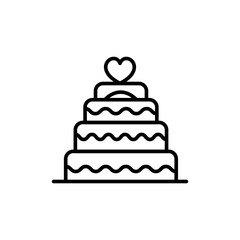 Wedding cake outline icons, minimalist vector illustration ,simple transparent graphic element .Isolated on white background