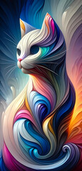 Abstract oil paintings of cat in the style of impressionism  as posters for wall decor