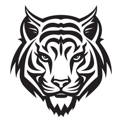 Fototapeta premium Tiger head emblem hand drawn sketch Vector illustration Wild safari animals