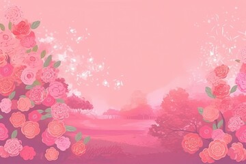 pink rose Day Mother's background illustration hand-drawn flower gentle Fluffy
