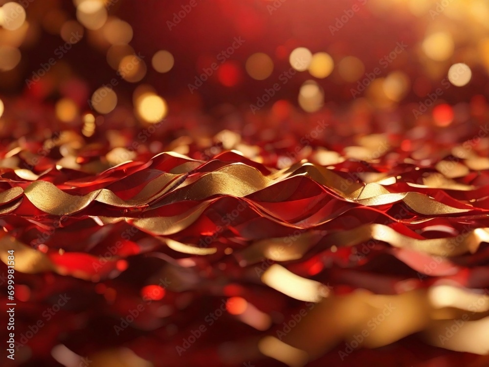 Sticker red and gold abstrack background and bokeh with Generative AI Techonology