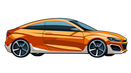 Orange sports car vector template, simple colors without gradients and effects. 