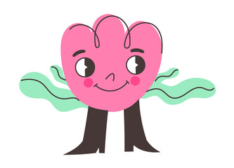 Flower icon characte face vector illustration