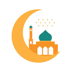 Ramadan Mosque Flat Illustration