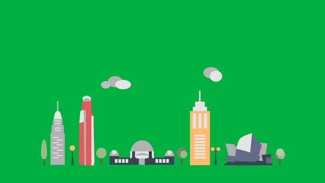 4K Infographic of Los Angeles city map navigation icon, motion graphics with green screen chroma key background