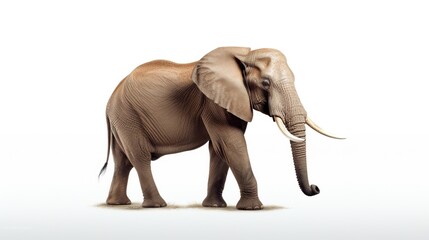 Elephant on White Background. Animal, Mammal, Wildlife, Safari
