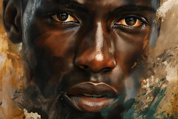 Foto op Plexiglas Close-up artistic portrait of an African man, symbolizing the celebration of Black History Month. © Ash