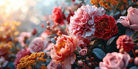 Valentine's Day background with colourful flowers