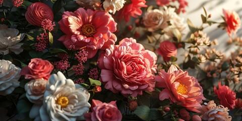 Obraz na płótnie Canvas Valentine's Day background with colourful flowers