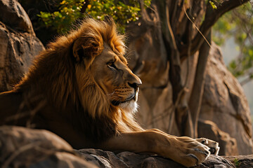 Naklejka premium The Majesty of the Lion King A Regal Tribute to the Iconic Tale of Royal Roar and Circle of Life