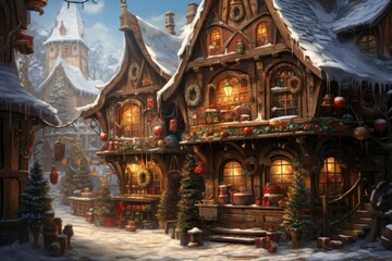 Fototapeta premium Santa's Workshop (DIY) - Generative AI