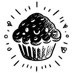 Scones ,Food Doodles line , Line art , hand-drawn in the style of doodles line , SVG File. - obrazy, fototapety, plakaty