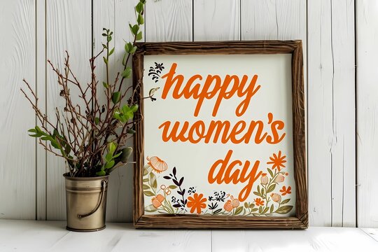 festive picture "happy International Women's Day", greeting card with flowers