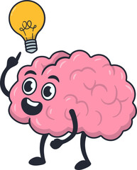 Get Ideas with Smiling Brain Character and Lights