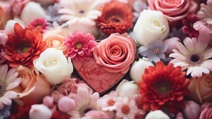 Valentine's Day background with colourful flowers.