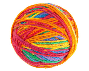 Ball of yarn for knitting. Handmade hobby knitting. Colorful round ball of yarn for knitting,...