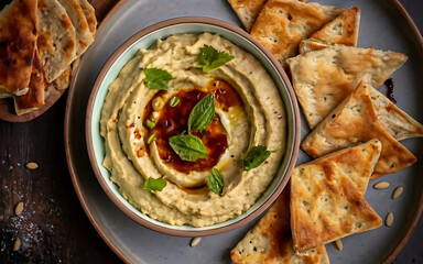 Capture the essence of Baba Ghanoush in a mouthwatering food photography shot