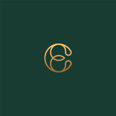  CE or EC monogram logo with luxurious gold color - obrazy, fototapety, plakaty