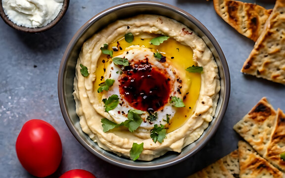 Capture the essence of Baba Ghanoush in a mouthwatering food photography shot