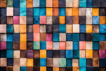 Colorful, Abstract, Wooden Blocks Wall Art Design