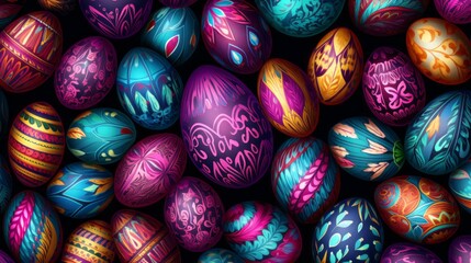 Fototapeta na wymiar Colorful easter egg background, easter decoration, spring holidays, Happy easter colorful background
