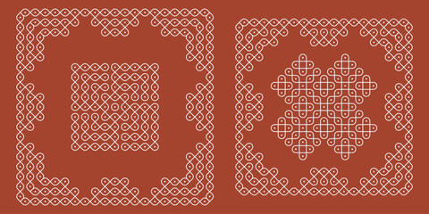 Indian Traditional and Cultural pulli or sikku Kolam design vector, set of editable home decor patterns