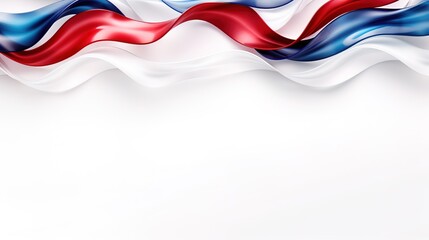 USA holiday white, red & blue ribbon flag decorations on a white background. - AI Generated Abstract Art