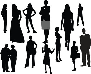 Women and men silhouettes. Vector illustration