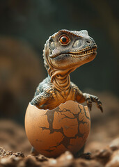 Fototapeta premium T-rex Baby Crawling From Egg