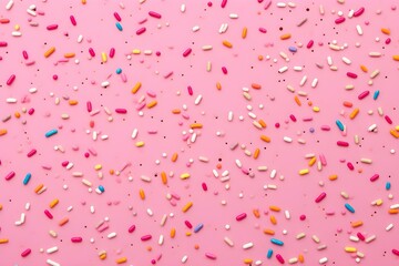 Colorful Candy Sprinkles on a Pink Background