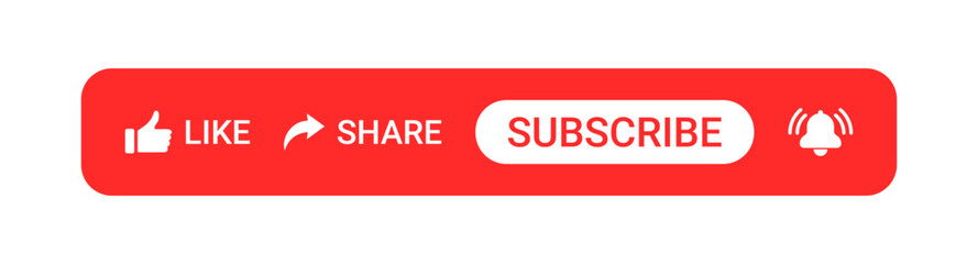 Like, share, follow, subscribe button icon. Video symbol. Social media app. Online bar click. Application interface. Vector illustration.