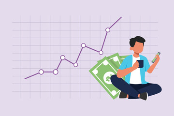 Saving money, analyzing, planning personal budget, investing. Financial management concept. Colored flat vector illustration isolated.