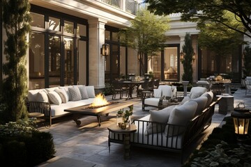 Fototapeta premium patio with tables and chairs