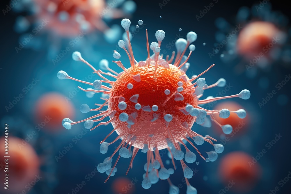 Poster medical 3d rendering of antibody. generative ai.