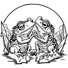 black and white frog love, svg Generative AI, 147